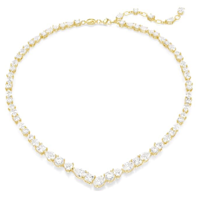 Collier Mesmera, tailles variées, blanc, plaqué or Collier Mesmera, tailles variées, blanc, plaqué or