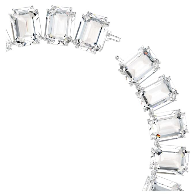 Collier Millenia à cristaux surdimensionnés, taille octogonale, blanc, plaqué rhodium Collier Millenia à cristaux surdimensionnés, taille octogonale, blanc, plaqué rhodium