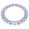 Collier Millenia : cristaux surdimensionnés, taille octogonale, bleus, plaqué rhodium Collier Millenia : cristaux surdimensionnés, taille octogonale, bleus, plaqué rhodium