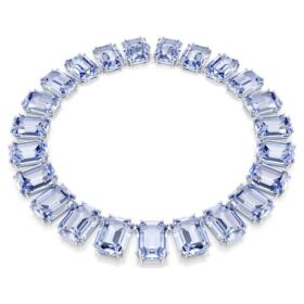 Collier Millenia : cristaux surdimensionnés, taille octogonale, bleus, plaqué rhodium Collier Millenia : cristaux surdimensionnés, taille octogonale, bleus, plaqué rhodium
