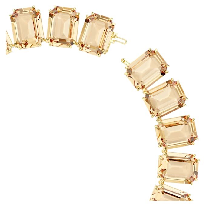 Collier Millenia : cristaux surdimensionnés, taille octogonale, couleur caramel, plaqué or Collier Millenia : cristaux surdimensionnés, taille octogonale, couleur caramel, plaqué or