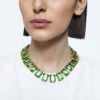Collier Millenia à cristaux surdimensionnés, taille octogonale, vert, plaqué or Collier Millenia à cristaux surdimensionnés, taille octogonale, vert, plaqué or