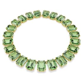 Collier Millenia à cristaux surdimensionnés, taille octogonale, vert, plaqué or Collier Millenia à cristaux surdimensionnés, taille octogonale, vert, plaqué or