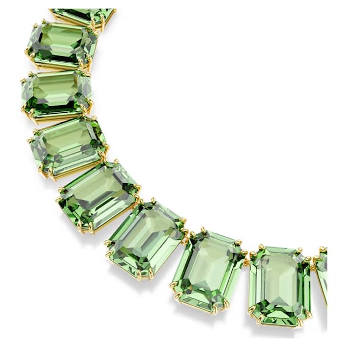 Collier Millenia à cristaux surdimensionnés, taille octogonale, vert, plaqué or Collier Millenia à cristaux surdimensionnés, taille octogonale, vert, plaqué or
