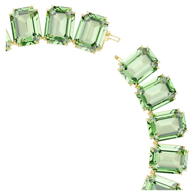 Collier Millenia à cristaux surdimensionnés, taille octogonale, vert, plaqué or Collier Millenia à cristaux surdimensionnés, taille octogonale, vert, plaqué or