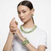 Collier Millenia à cristaux surdimensionnés, taille octogonale, vert, plaqué or Collier Millenia à cristaux surdimensionnés, taille octogonale, vert, plaqué or