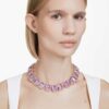 Collier Millenia : cristaux surdimensionnés, taille octogonale, violet, plaqué or Collier Millenia : cristaux surdimensionnés, taille octogonale, violet, plaqué or
