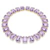 Collier Millenia : cristaux surdimensionnés, taille octogonale, violet, plaqué or Collier Millenia : cristaux surdimensionnés, taille octogonale, violet, plaqué or