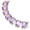 Collier Millenia : cristaux surdimensionnés, taille octogonale, violet, plaqué or Collier Millenia : cristaux surdimensionnés, taille octogonale, violet, plaqué or