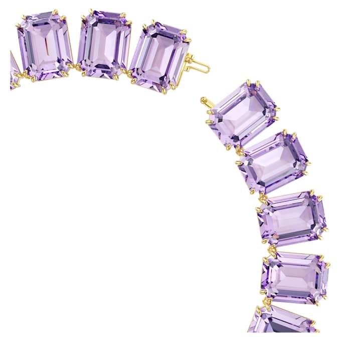 Collier Millenia : cristaux surdimensionnés, taille octogonale, violet, plaqué or Collier Millenia : cristaux surdimensionnés, taille octogonale, violet, plaqué or