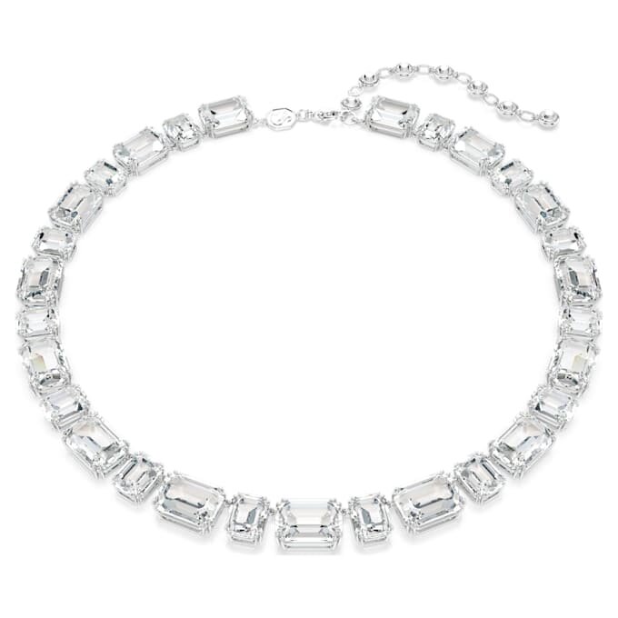 Collier Millenia à taille octogonale, blanc, plaqué rhodium Collier Millenia à taille octogonale, blanc, plaqué rhodium
