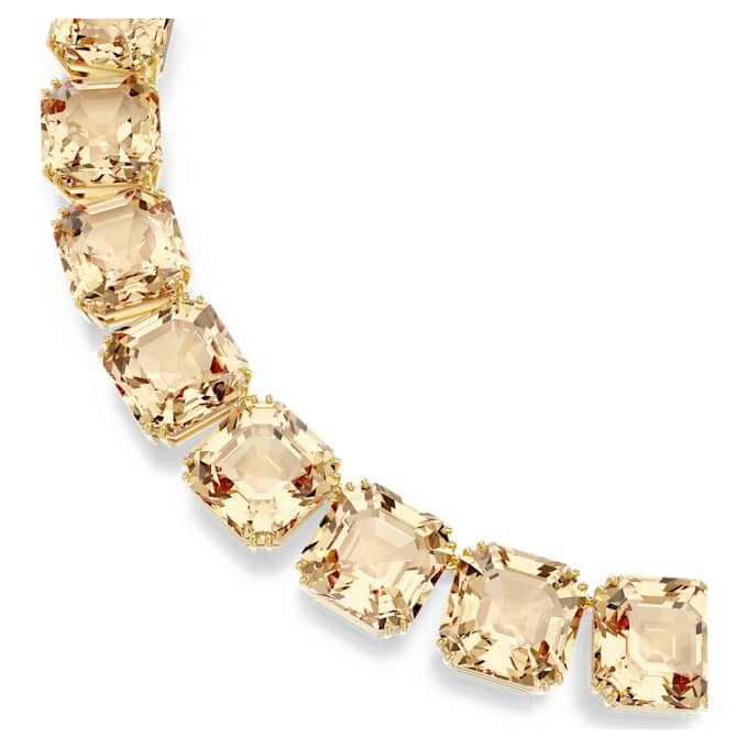 Collier Millenia, taille octogonale, couleur caramel, plaqué or Collier Millenia, taille octogonale, couleur caramel, plaqué or