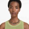 Collier Millenia, taille octogonale, dégradé de couleurs, vert, plaqué or