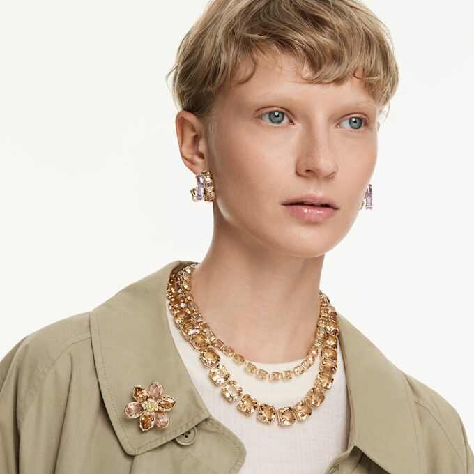 Collier Millenia, taille octogonale, jaune, plaqué or Collier Millenia, taille octogonale, jaune, plaqué or
