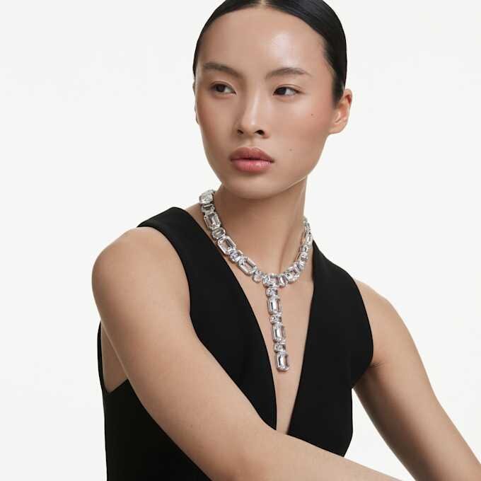 Collier Millenia, tailles variées, blanc, plaqué rhodium Collier Millenia, tailles variées, blanc, plaqué rhodium