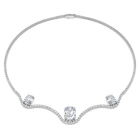 Collier octogonal avec diamants synthétiques, 19,90 ct au total, forme octogonale, or blanc 18 carats Collier octogonal avec diamants synthétiques, 19,90 ct au total, forme octogonale, or blanc 18 carats