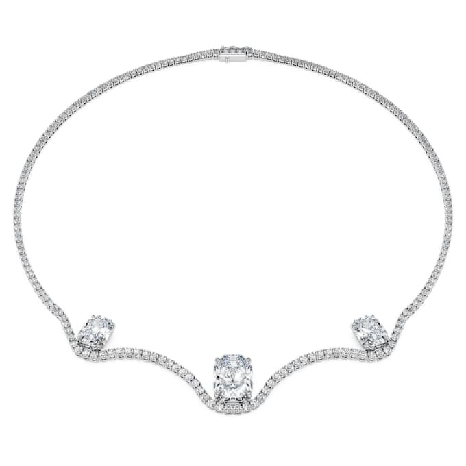 Collier octogonal avec diamants synthétiques, 19,90 ct au total, forme octogonale, or blanc 18 carats Collier octogonal avec diamants synthétiques, 19,90 ct au total, forme octogonale, or blanc 18 carats