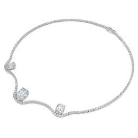 Collier octogonal avec diamants synthétiques, 19,90 ct au total, forme octogonale, or blanc 18 carats Collier octogonal avec diamants synthétiques, 19,90 ct au total, forme octogonale, or blanc 18 carats