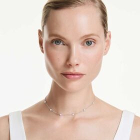 Collier octogonal avec diamants synthétiques de 0,7 ct au total, forme ronde, argent sterling Collier octogonal avec diamants synthétiques de 0,7 ct au total, forme ronde, argent sterling