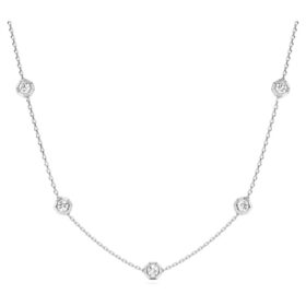 Collier octogonal avec diamants synthétiques de 0,7 ct au total, forme ronde, argent sterling Collier octogonal avec diamants synthétiques de 0,7 ct au total, forme ronde, argent sterling