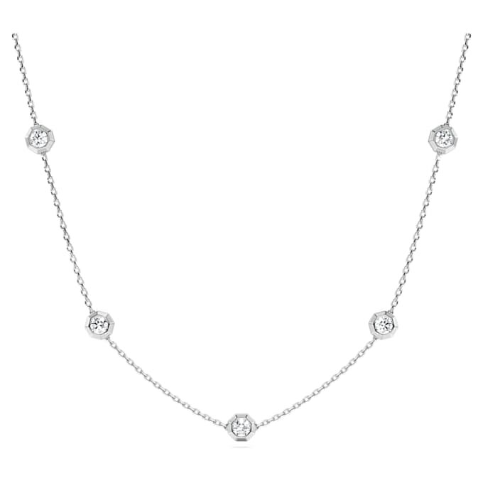 Collier octogonal avec diamants synthétiques de 0,7 ct au total, forme ronde, argent sterling Collier octogonal avec diamants synthétiques de 0,7 ct au total, forme ronde, argent sterling