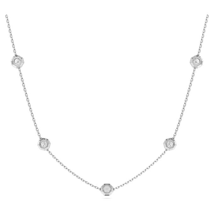 Collier octogonal avec diamants synthétiques de 0,7 ct au total, forme ronde, argent sterling Collier octogonal avec diamants synthétiques de 0,7 ct au total, forme ronde, argent sterling