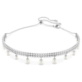 Collier ras-du-cou Ariana Grande X Swarovski avec perle en cristal, taille ronde, blanc, plaqué rhodium Collier ras-du-cou Ariana Grande X Swarovski avec perle en cristal, taille ronde, blanc, plaqué rhodium