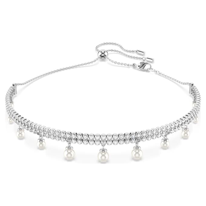 Collier ras-du-cou Ariana Grande X Swarovski avec perle en cristal, taille ronde, blanc, plaqué rhodium Collier ras-du-cou Ariana Grande X Swarovski avec perle en cristal, taille ronde, blanc, plaqué rhodium