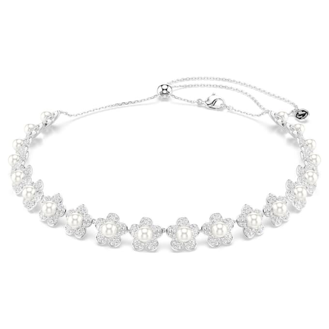 Collier ras-du-cou Ariana Grande X Swarovski avec perle en cristal, taille ronde, blanc, plaqué rhodium Collier ras-du-cou Ariana Grande X Swarovski avec perle en cristal, taille ronde, blanc, plaqué rhodium