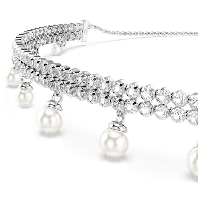 Collier ras-du-cou Ariana Grande X Swarovski avec perle en cristal, taille ronde, blanc, plaqué rhodium Collier ras-du-cou Ariana Grande X Swarovski avec perle en cristal, taille ronde, blanc, plaqué rhodium