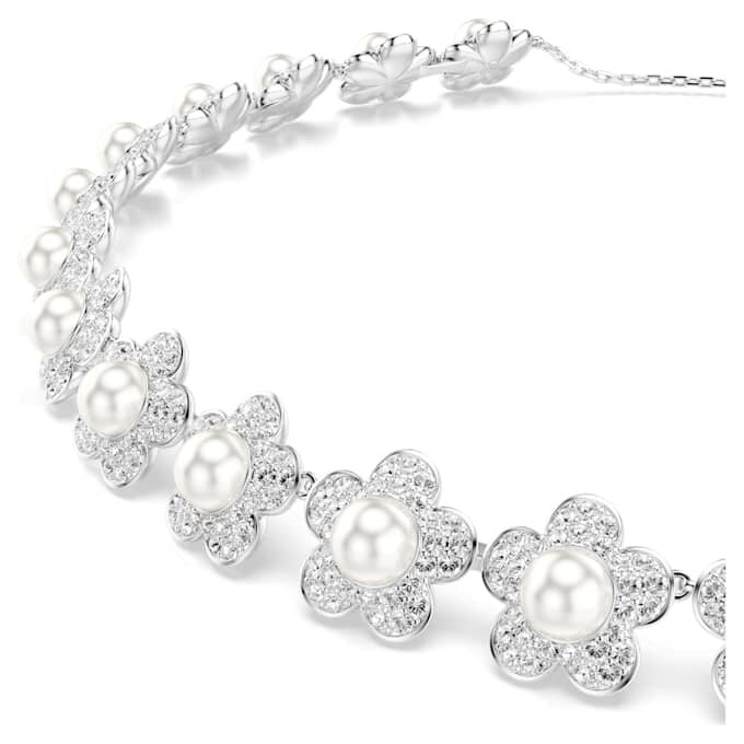 Collier ras-du-cou Ariana Grande X Swarovski avec perle en cristal, taille ronde, blanc, plaqué rhodium Collier ras-du-cou Ariana Grande X Swarovski avec perle en cristal, taille ronde, blanc, plaqué rhodium