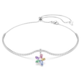 Collier ras-du-cou Ariana Grande X Swarovski : tailles variées, motif floral, multicolore, plaqué rhodium Collier ras-du-cou Ariana Grande X Swarovski : tailles variées, motif floral, multicolore, plaqué rhodium