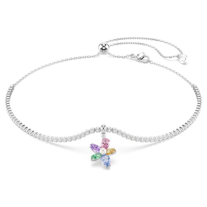Collier ras-du-cou Ariana Grande X Swarovski : tailles variées, motif floral, multicolore, plaqué rhodium Collier ras-du-cou Ariana Grande X Swarovski : tailles variées, motif floral, multicolore, plaqué rhodium