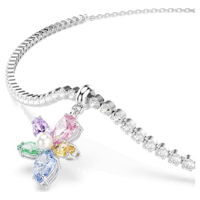 Collier ras-du-cou Ariana Grande X Swarovski : tailles variées, motif floral, multicolore, plaqué rhodium Collier ras-du-cou Ariana Grande X Swarovski : tailles variées, motif floral, multicolore, plaqué rhodium