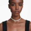 Collier ras-du-cou Ariana Grande X Swarovski, tailles variées, perles de cristal, cœur, blanc, plaqué rhodium