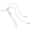 Collier ras-du-cou Ariana Grande X Swarovski, tailles variées, perles de cristal, cœur, blanc, plaqué rhodium