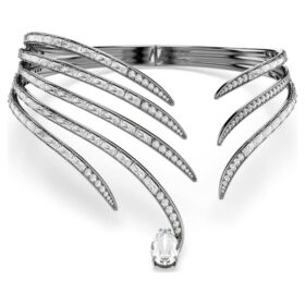 Collier ras-du-cou « Feather » de la collection Vienna, blanc, plaqué ruthénium Collier ras-du-cou « Feather » de la collection Vienna, blanc, plaqué ruthénium