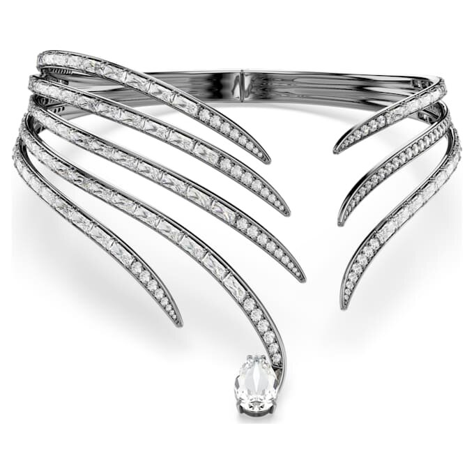 Collier ras-du-cou « Feather » de la collection Vienna, blanc, plaqué ruthénium Collier ras-du-cou « Feather » de la collection Vienna, blanc, plaqué ruthénium