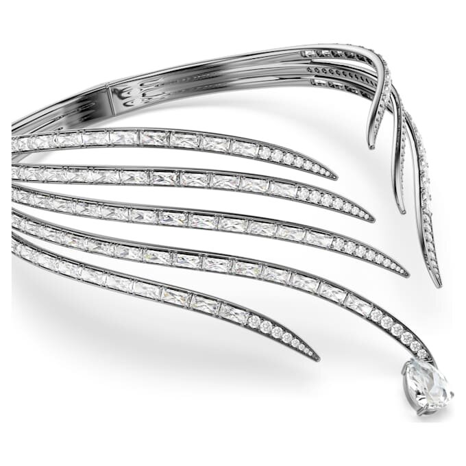 Collier ras-du-cou « Feather » de la collection Vienna, blanc, plaqué ruthénium Collier ras-du-cou « Feather » de la collection Vienna, blanc, plaqué ruthénium