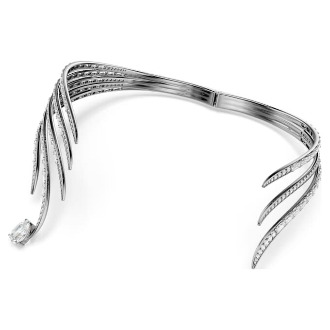 Collier ras-du-cou « Feather » de la collection Vienna, blanc, plaqué ruthénium Collier ras-du-cou « Feather » de la collection Vienna, blanc, plaqué ruthénium