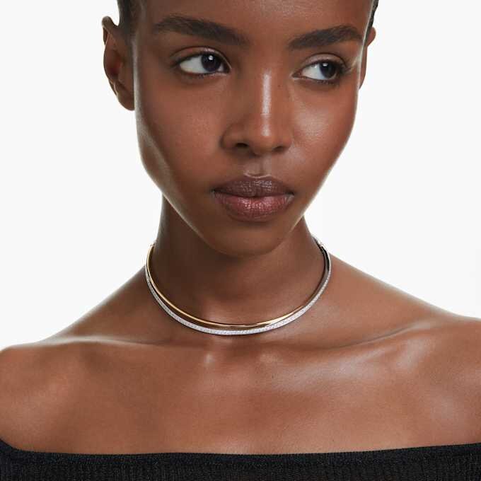 Collier ras-du-cou Hyperbola, taille ronde, blanc, finition métaux mélangés Collier ras-du-cou Hyperbola, taille ronde, blanc, finition métaux mélangés