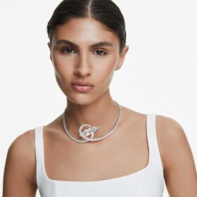 Collier ras-du-cou Matrix, taille baguette, blanc, plaqué rhodium Collier ras-du-cou Matrix, taille baguette, blanc, plaqué rhodium