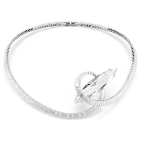 Collier ras-du-cou Matrix, taille baguette, blanc, plaqué rhodium Collier ras-du-cou Matrix, taille baguette, blanc, plaqué rhodium
