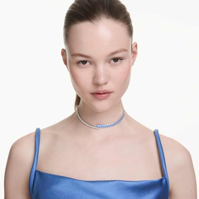 Collier ras-du-cou Matrix, tailles variées, bleu, plaqué rhodium Collier ras-du-cou Matrix, tailles variées, bleu, plaqué rhodium