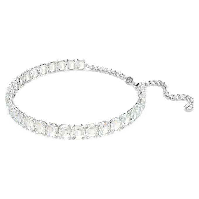 Collier ras-du-cou Millenia, taille octogonale, blanc, plaqué rhodium Collier ras-du-cou Millenia, taille octogonale, blanc, plaqué rhodium