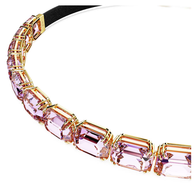 Collier ras-du-cou Millenia à taille octogonale, violet, plaqué or Collier ras-du-cou Millenia à taille octogonale, violet, plaqué or