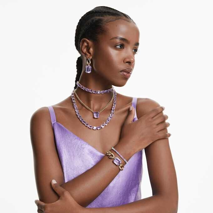 Collier ras-du-cou Millenia à taille octogonale, violet, plaqué or Collier ras-du-cou Millenia à taille octogonale, violet, plaqué or
