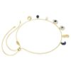 Collier ras-du-cou Symbolica : perle de cristal, lune, Infinity, trèfle, œil maléfique et fer à cheval, bleu, plaqué or Collier ras-du-cou Symbolica : perle de cristal, lune, Infinity, trèfle, œil maléfique et fer à cheval, bleu, plaqué or