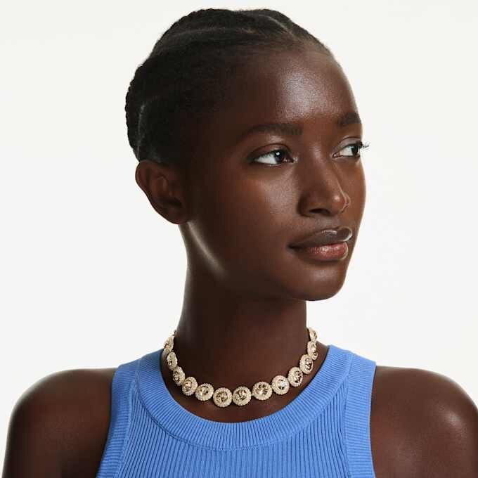 Collier ras-du-cou Una Angelic, taille ronde, couleur caramel, plaqué or Collier ras-du-cou Una Angelic, taille ronde, couleur caramel, plaqué or