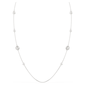 Collier « Snake Strandage » avec perles en cristal, tailles variées, Année du Serpent, blanc, plaqué rhodium